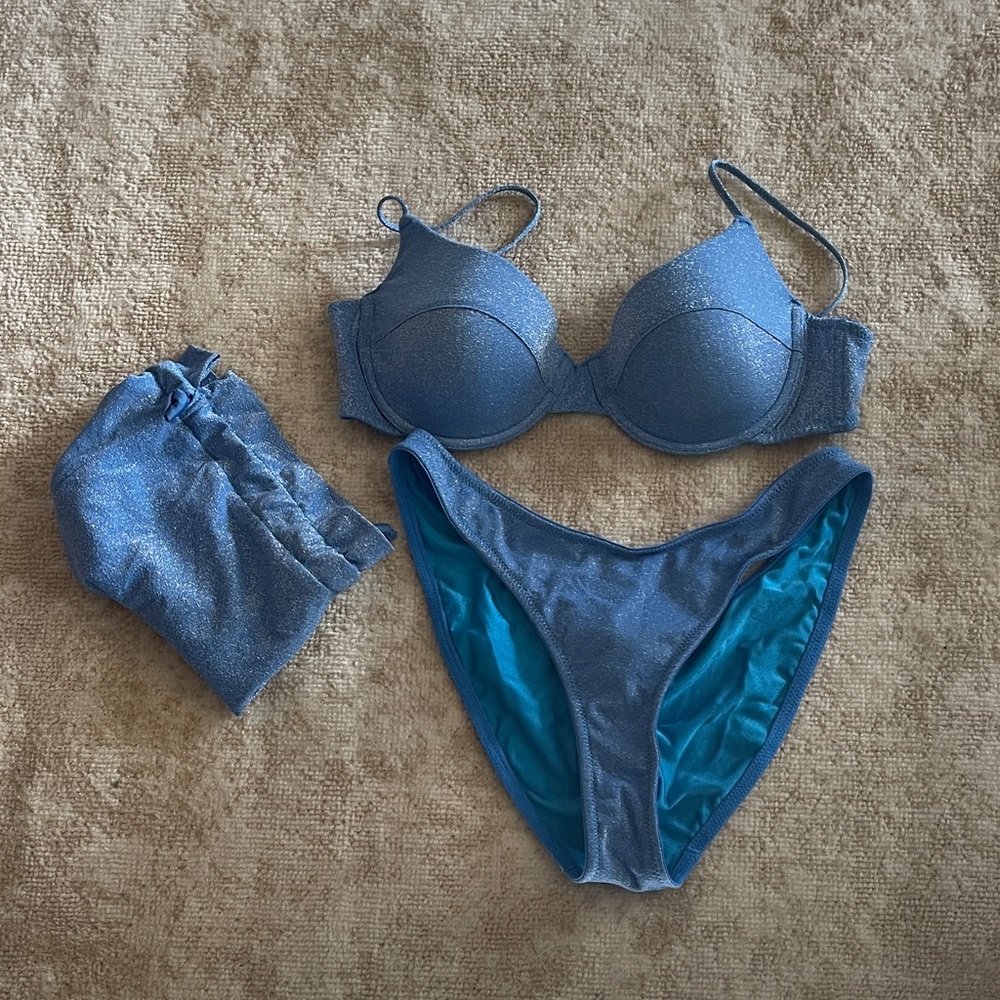 Triangl Blue Sparkly Bikini Set
